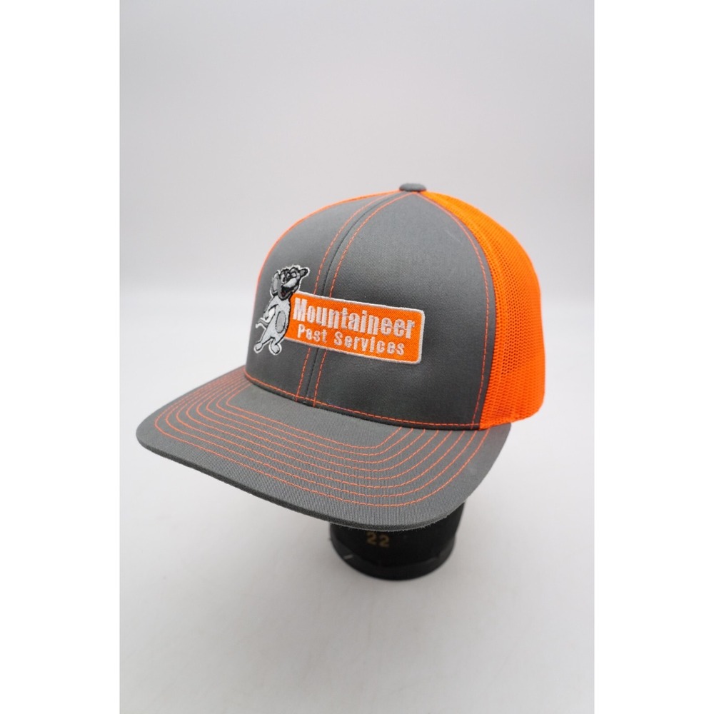 Mountaineer Pest Service Snapback Hat Baseball Orange Gray Pacific Headwear